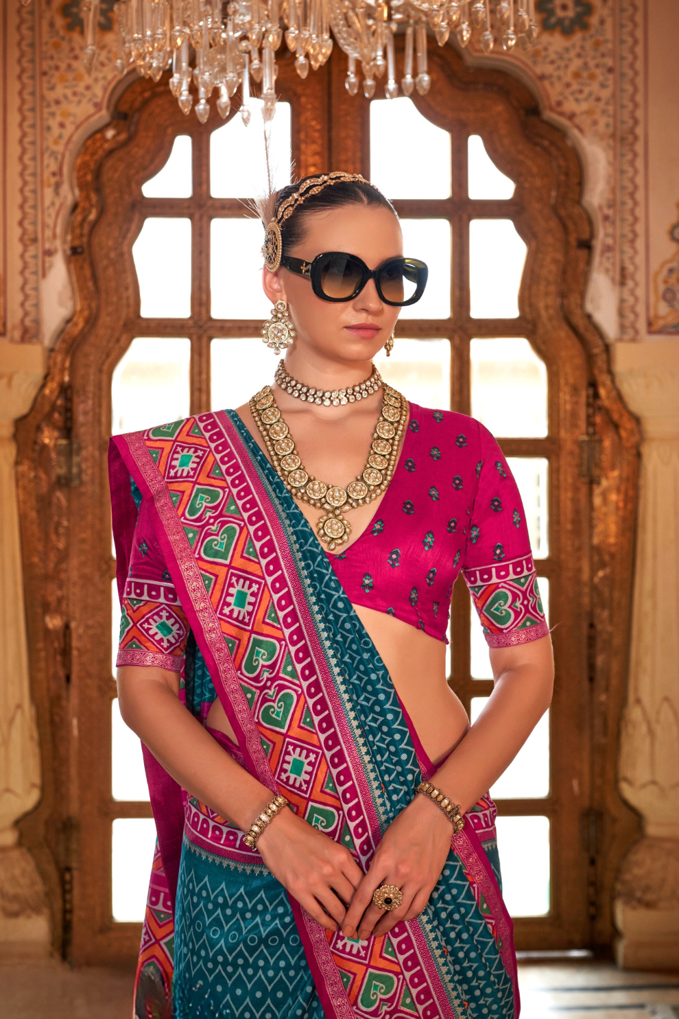 Designer Soft Silk Saree with Patola Prints