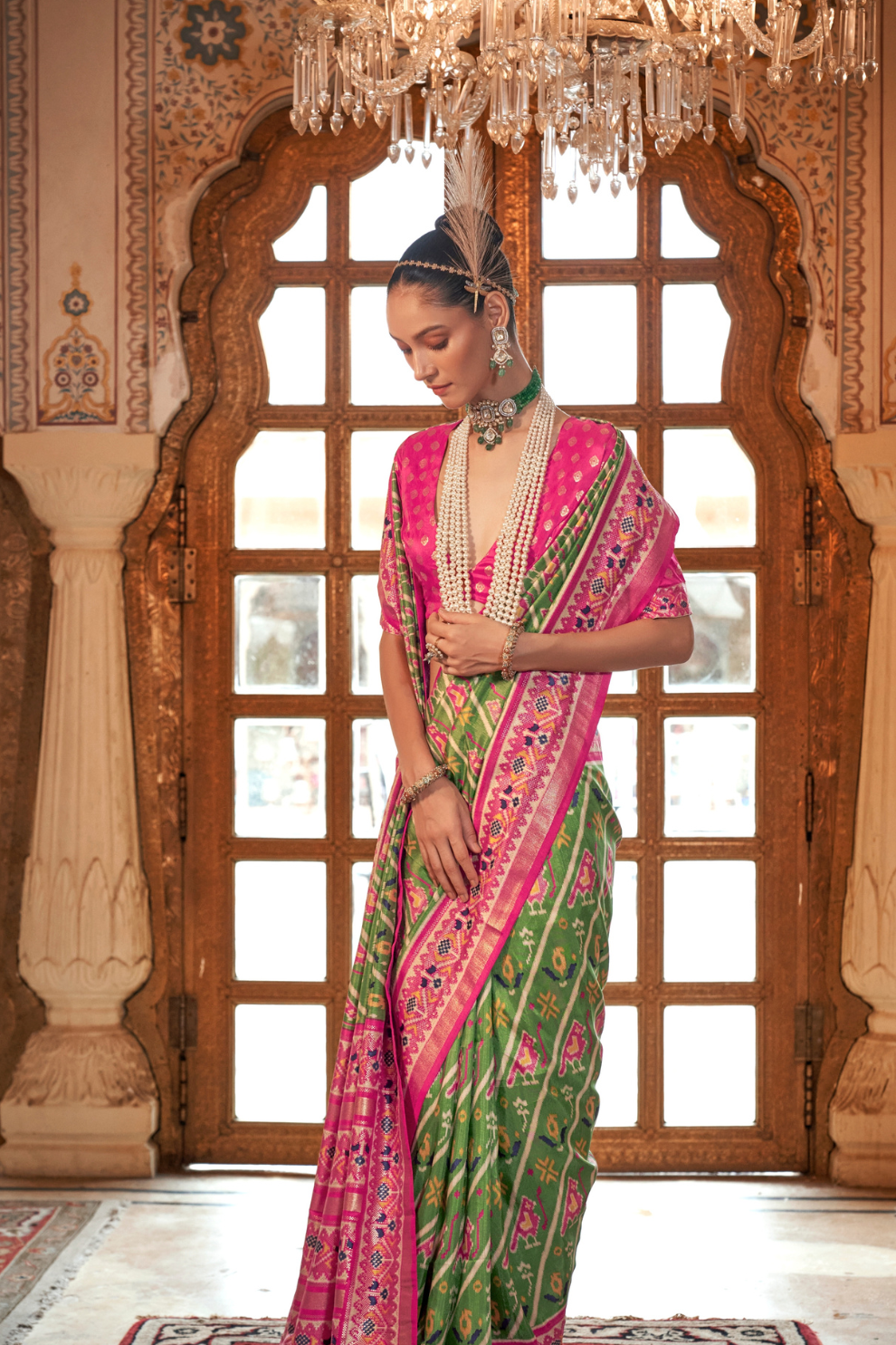 Designer Soft Silk Saree with Patola Prints
