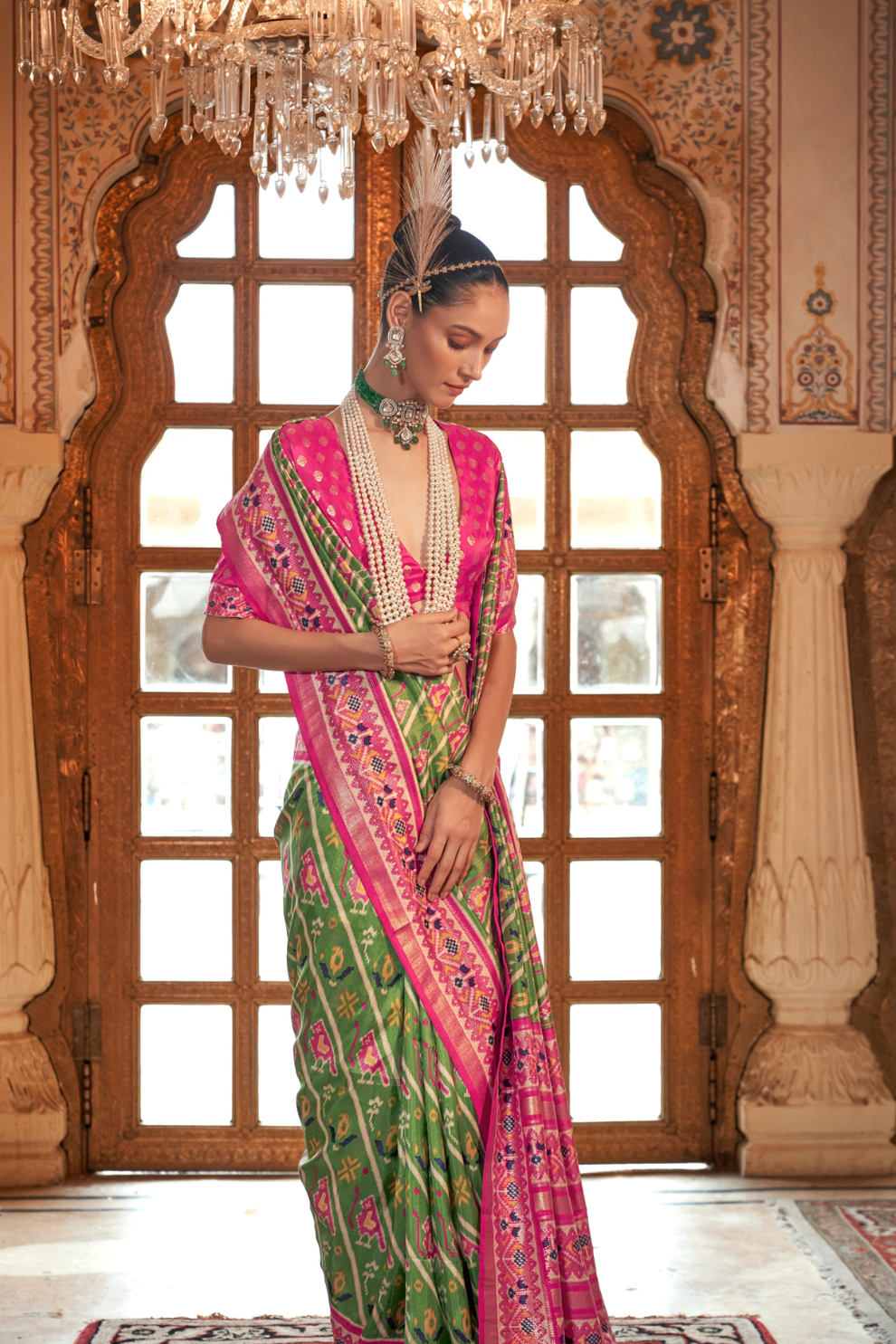 Designer Soft Silk Saree with Patola Prints