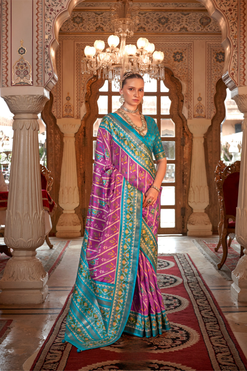 Designer Soft Silk Saree with Patola Prints