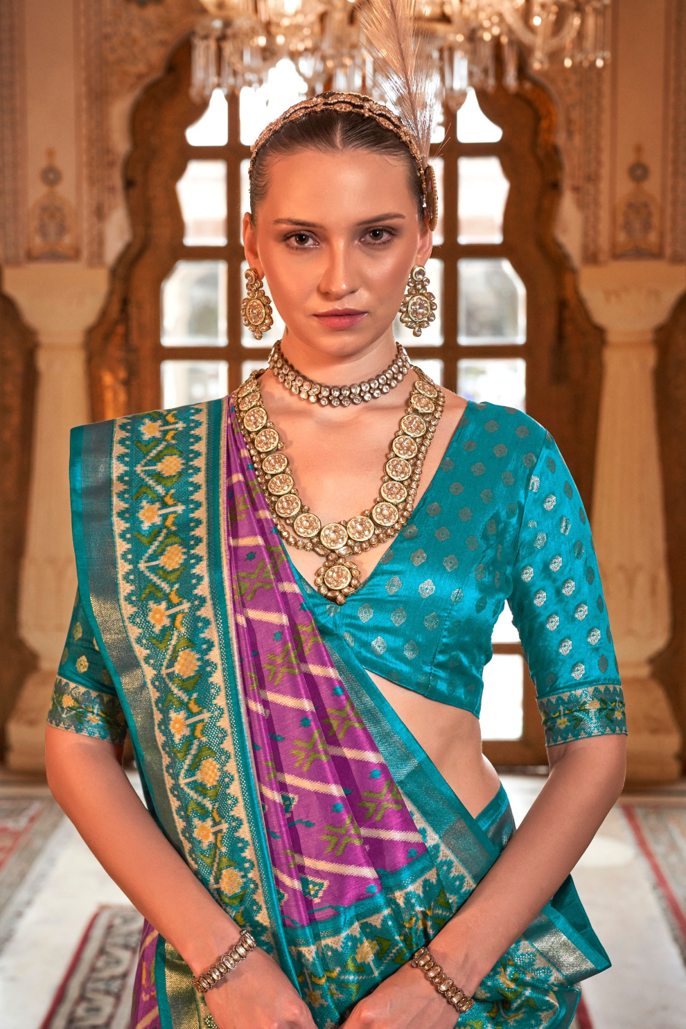 Designer Soft Silk Saree with Patola Prints