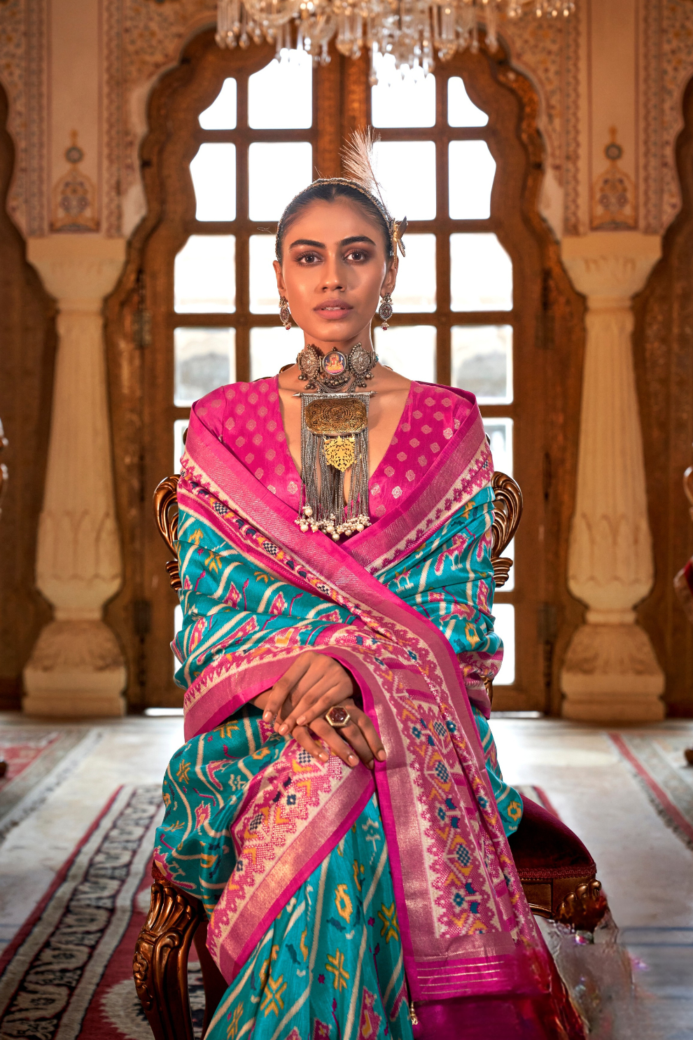 Designer Soft Silk Saree with Patola Prints