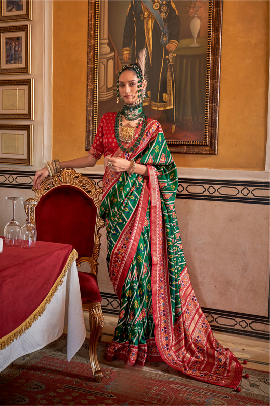 Designer Soft Silk Saree with Patola Prints