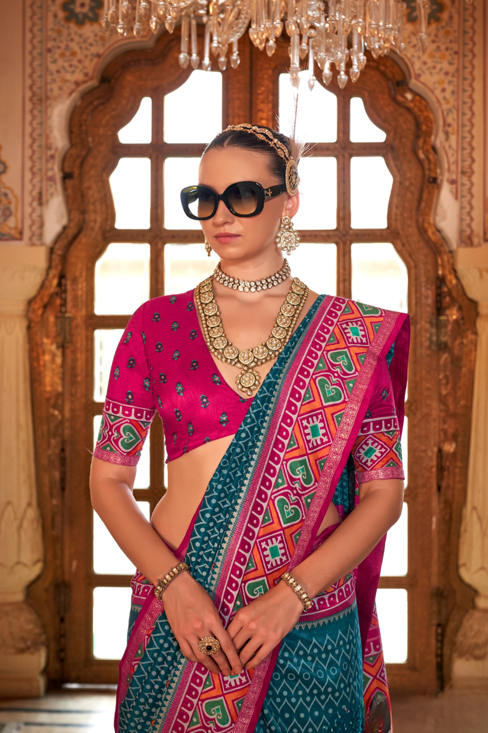 Designer Soft Silk Saree with Patola Prints