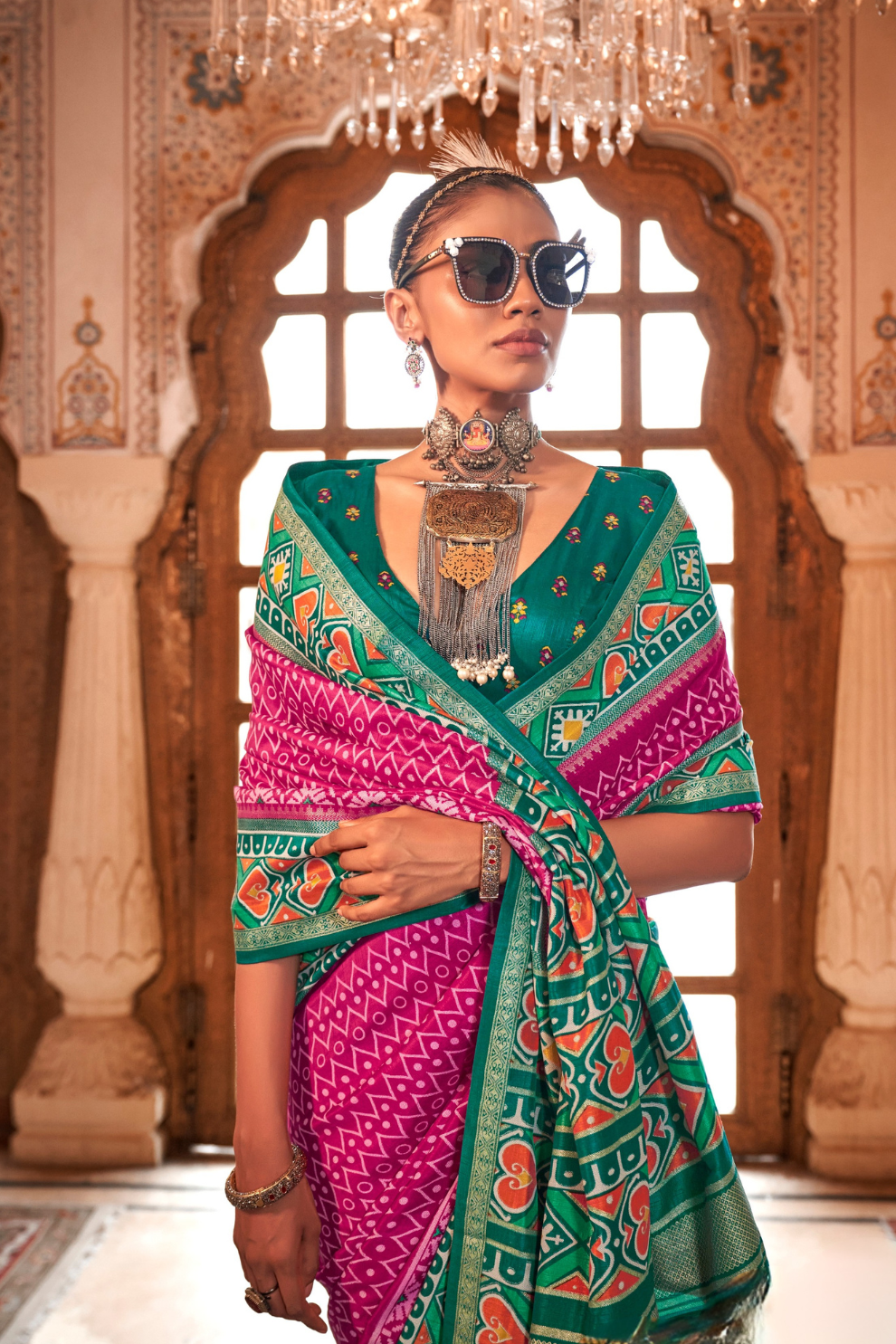 Designer Soft Silk Saree with Patola Prints