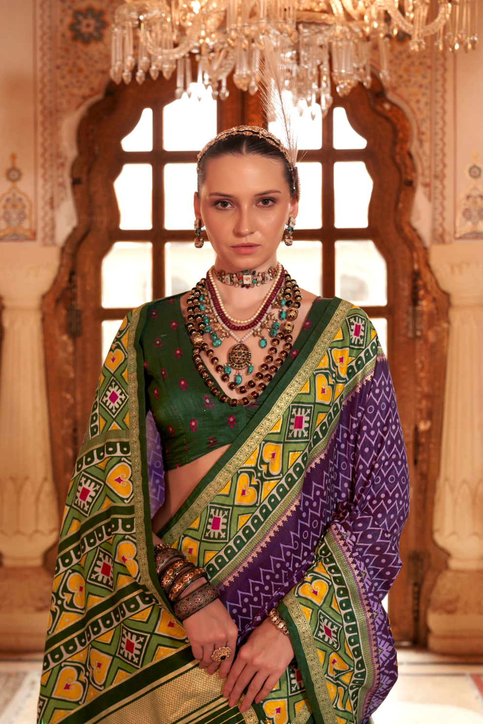 Designer Soft Silk Saree with Patola Prints