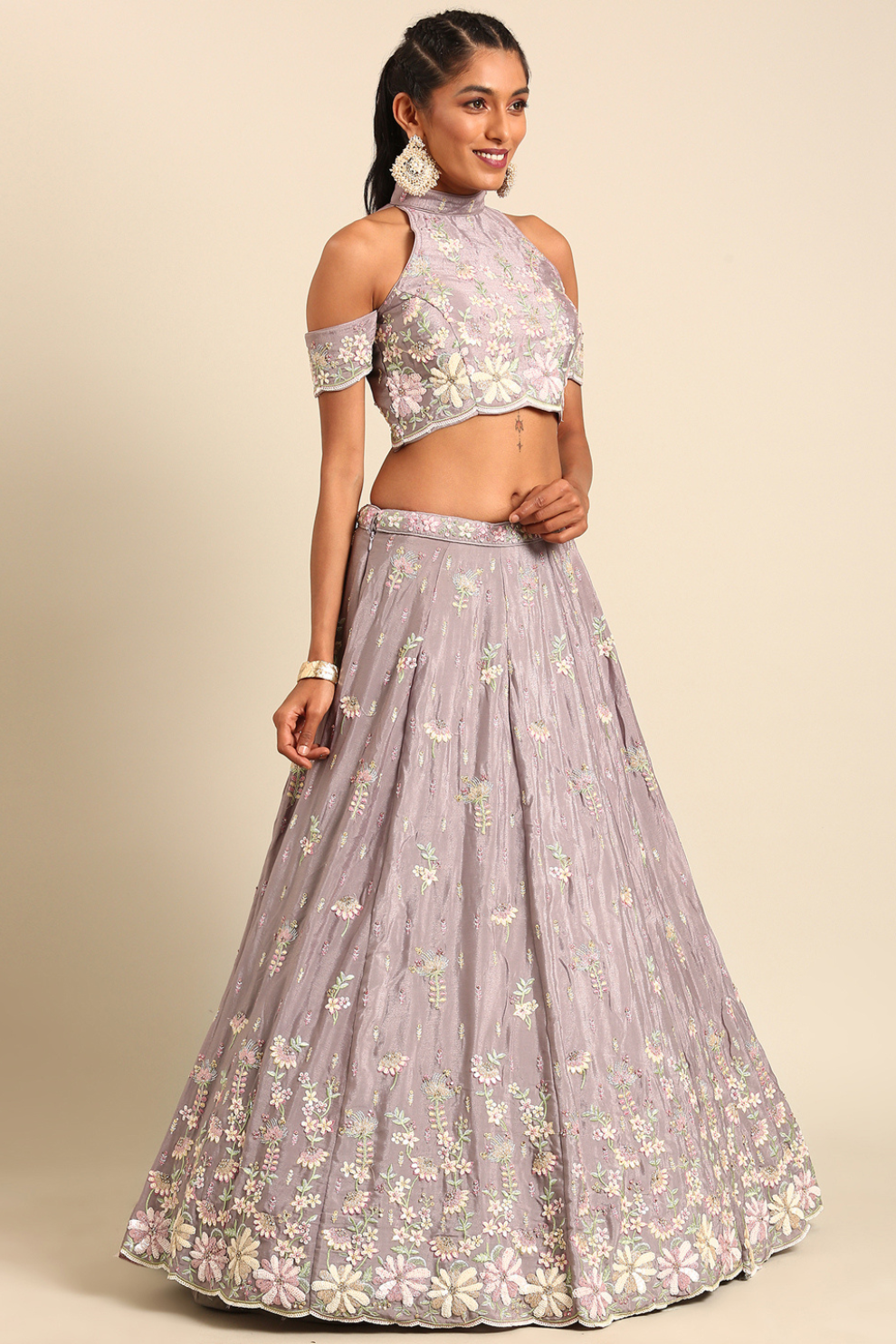 Elegant Georgette Sequin Lehenga with Zarkan Work