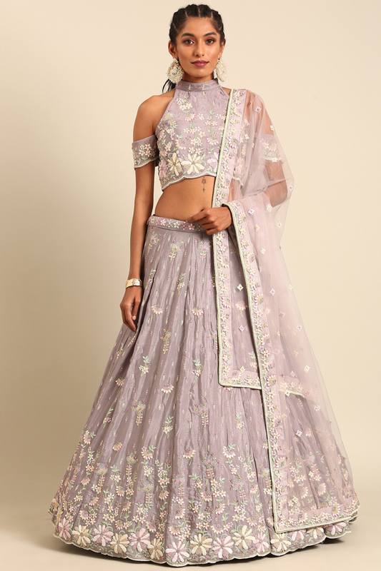 Elegant Georgette Sequin Lehenga with Zarkan Work