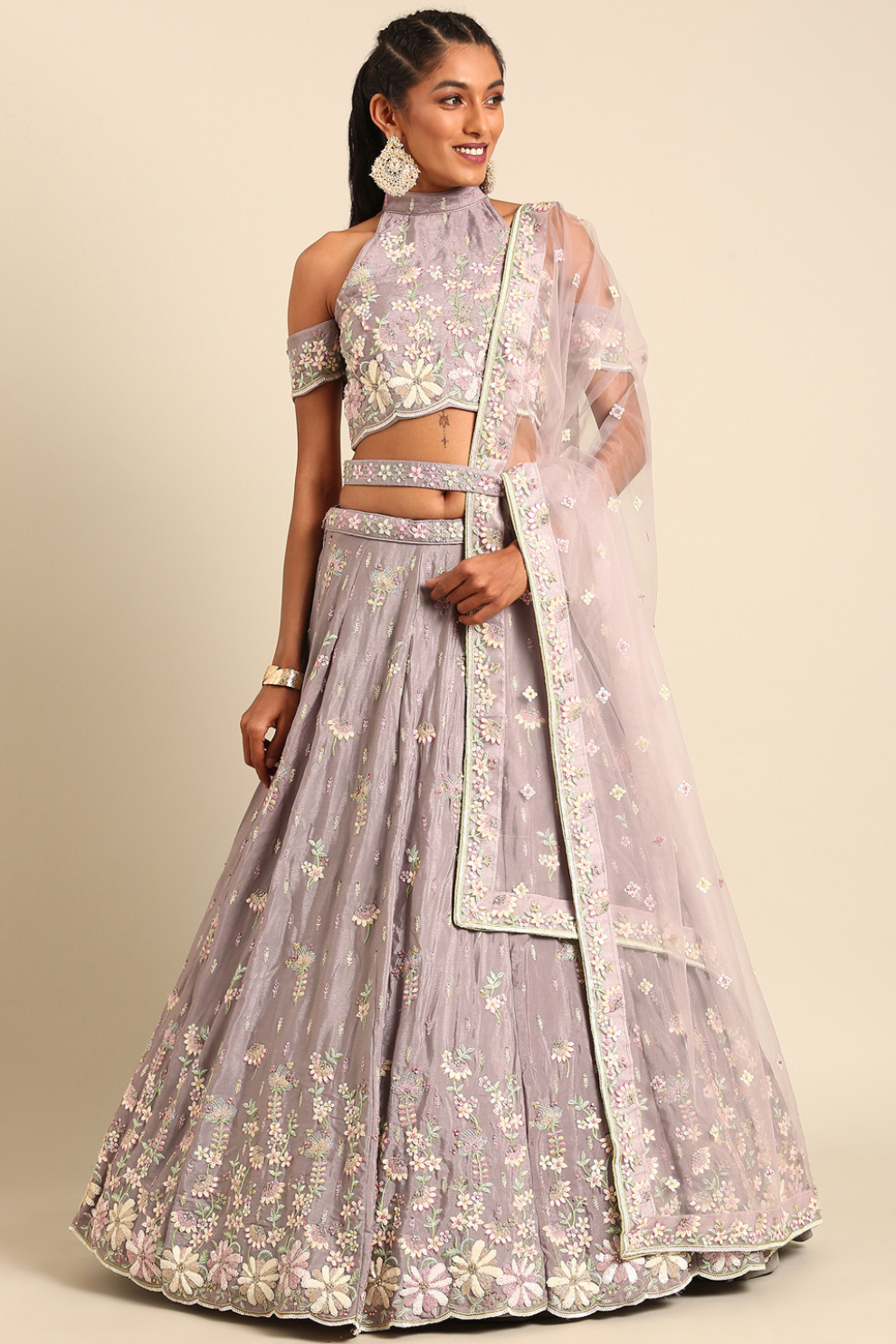 Elegant Georgette Sequin Lehenga with Zarkan Work