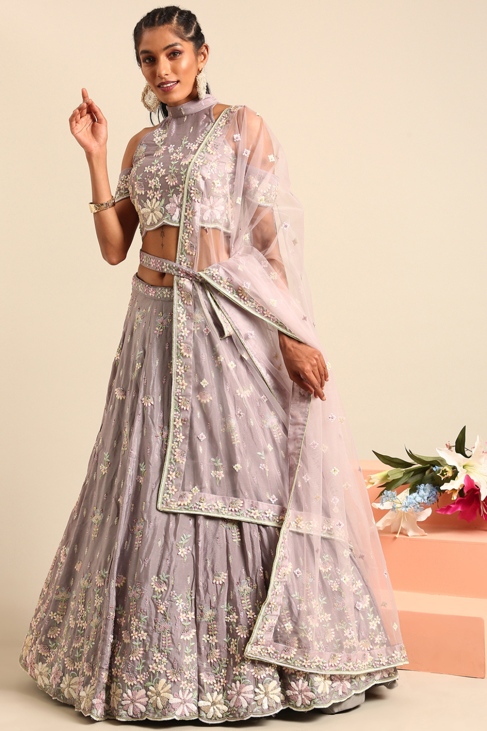 Elegant Georgette Sequin Lehenga with Zarkan Work