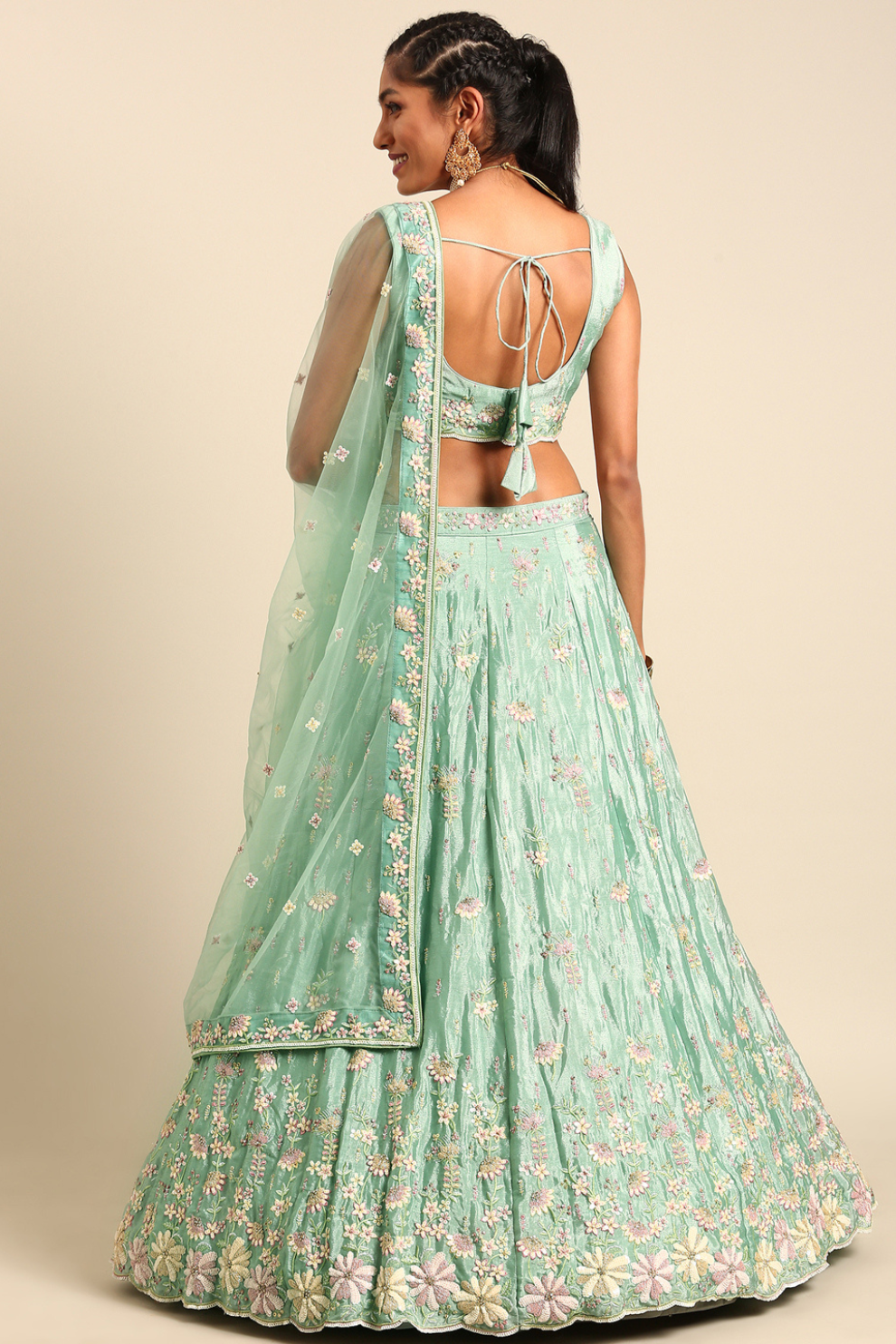 Elegant Georgette Sequin Lehenga with Zarkan Work