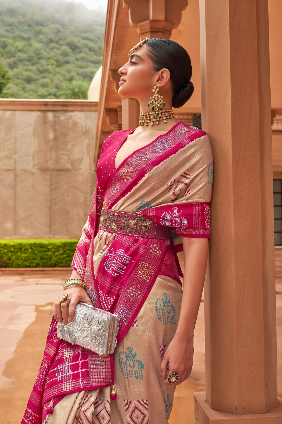 Pure Silk Patola Saree with Rich Zari Weaving and Blouse