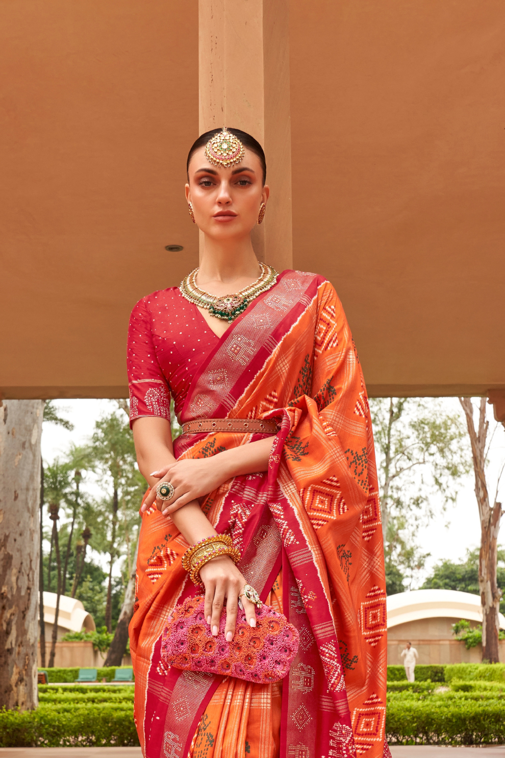 Pure Silk Patola Saree with Rich Zari Weaving and Blouse
