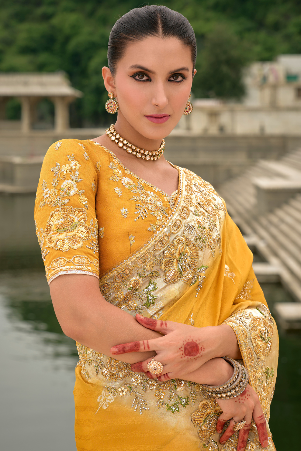 Opulent Glamour in Viscose Jacquard with Zari Sequins & Stone Embroidery