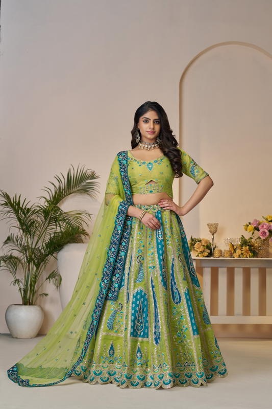 Traditional Designer Lehenga Featuring Embroidery and Intricate Cut Work