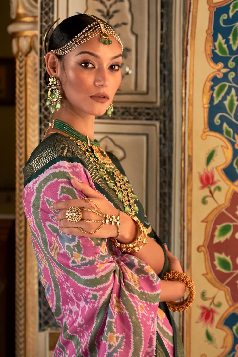 Classic Patola Printed Saree Enhanced with Contrast Zari Border
