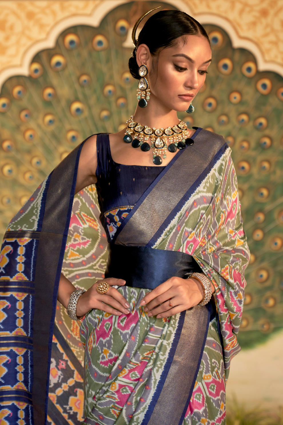 Classic Patola Printed Saree Enhanced with Contrast Zari Border