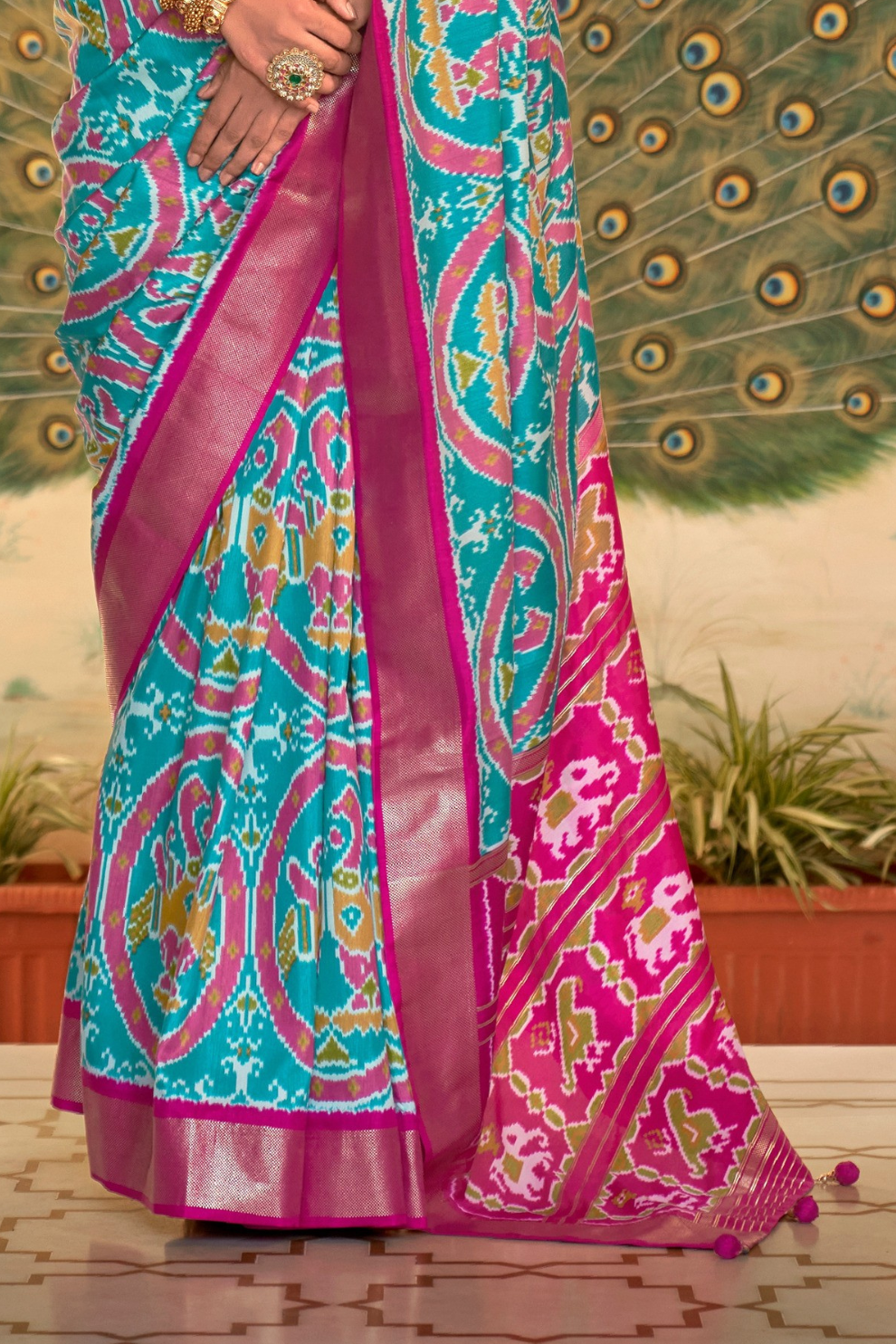 Classic Patola Printed Saree Enhanced with Contrast Zari Border