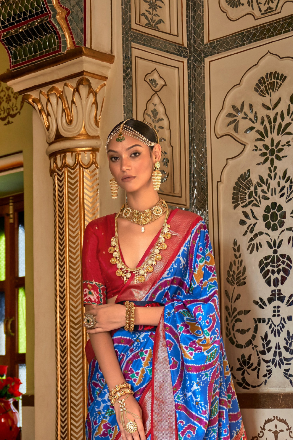 Classic Patola Printed Saree Enhanced with Contrast Zari Border
