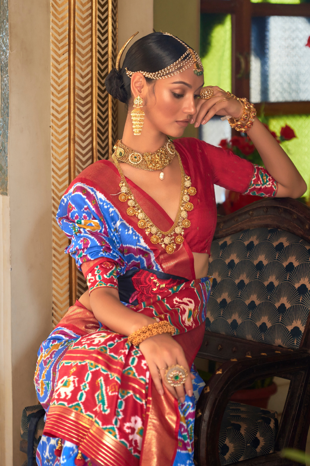 Classic Patola Printed Saree Enhanced with Contrast Zari Border
