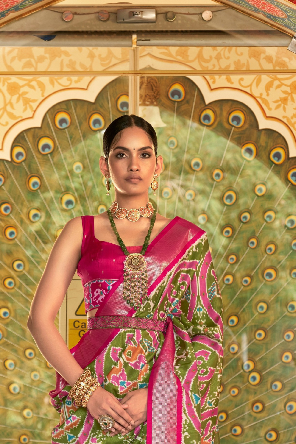 Classic Patola Printed Saree Enhanced with Contrast Zari Border