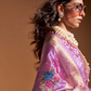 Elegant Floral Satin Silk Saree with Handloom Weaving Finish
