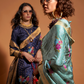 Elegant Floral Satin Silk Saree with Handloom Weaving Finish