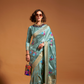 Elegant Floral Satin Silk Saree with Handloom Weaving Finish