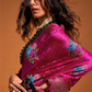 Elegant Floral Satin Silk Saree with Handloom Weaving Finish
