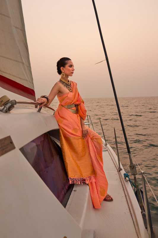 Satin Dual Tone Silk Saree with Elegant Sheen Finish
