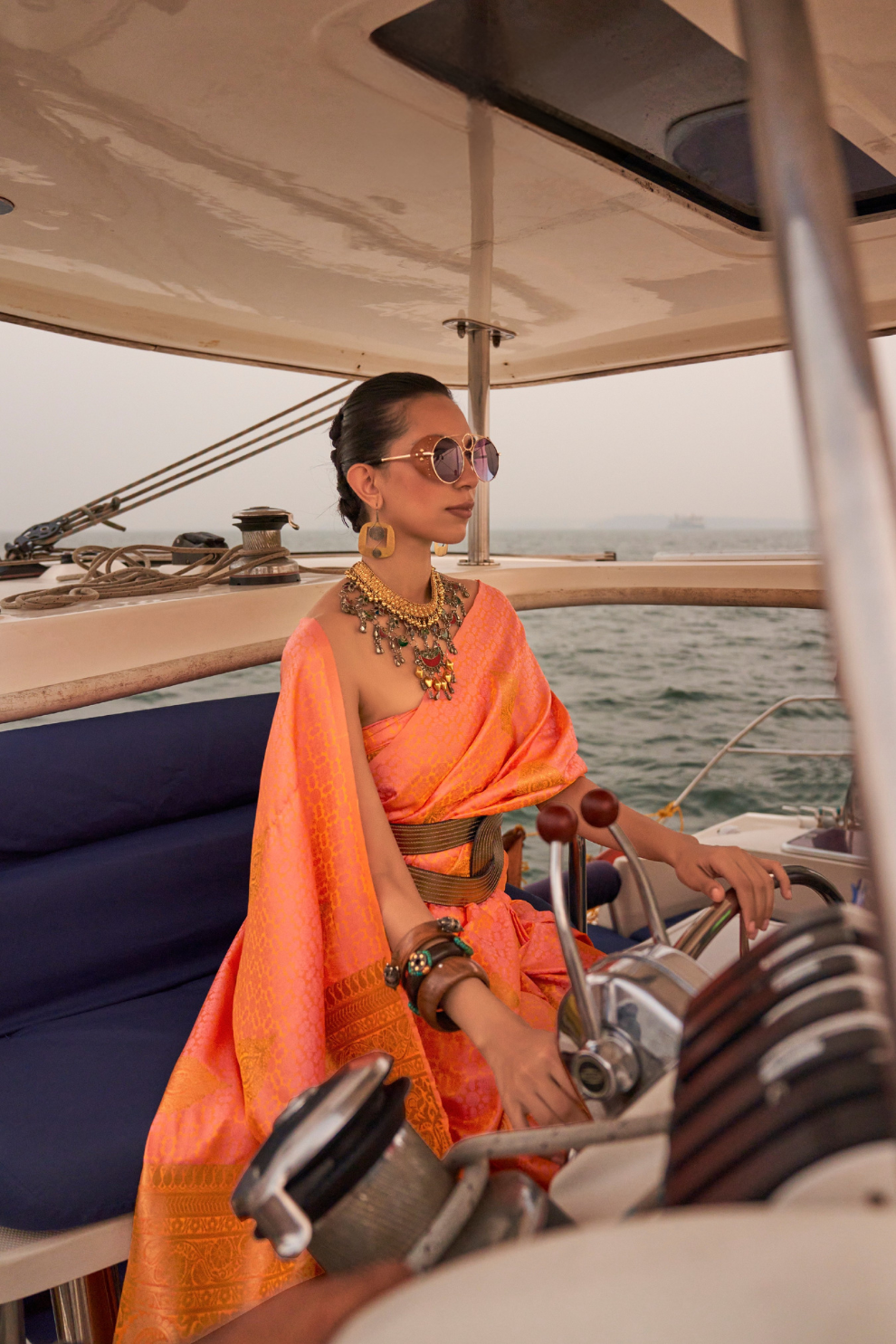 Satin Dual Tone Silk Saree with Elegant Sheen Finish