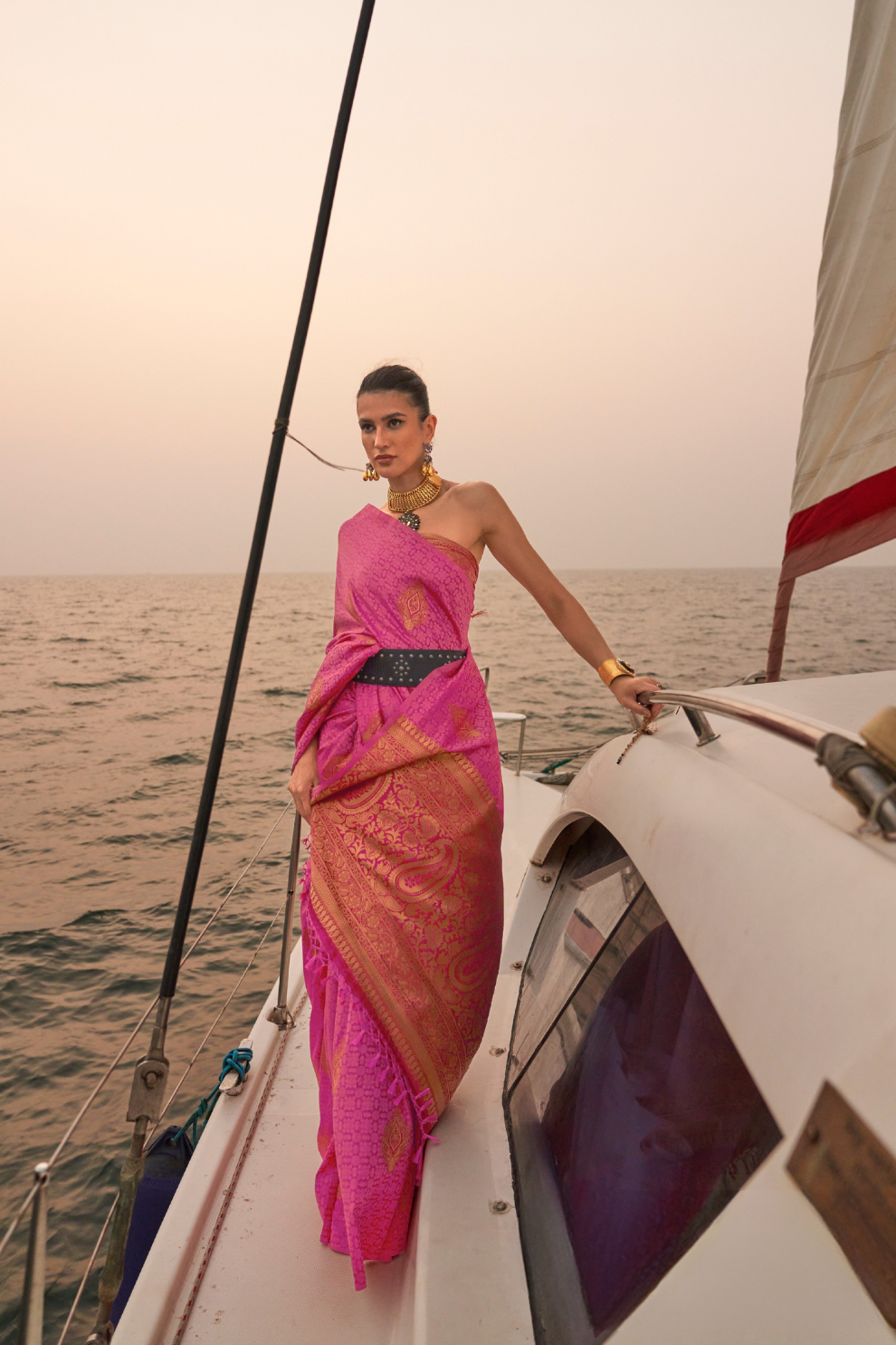 Satin Dual Tone Silk Saree with Elegant Sheen Finish