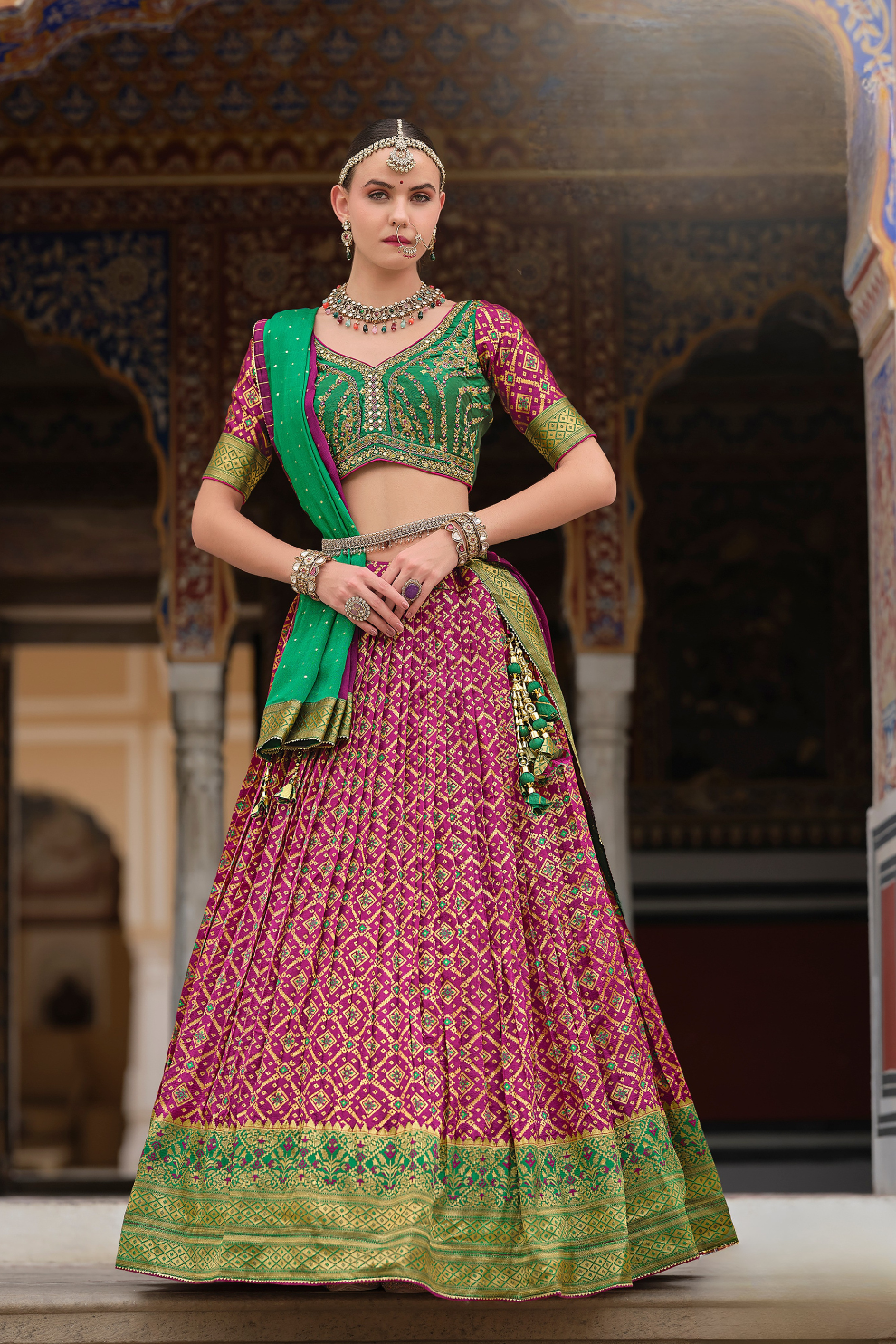 Traditional Printed Premium Silk Lehenga Set