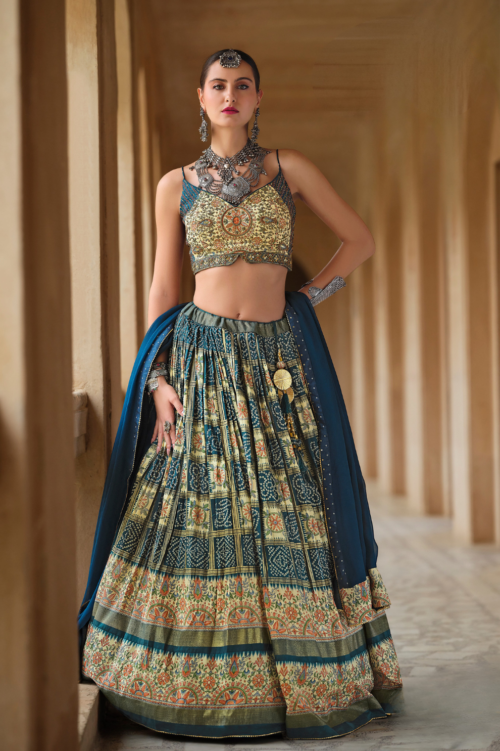 Traditional Printed Premium Silk Lehenga Set