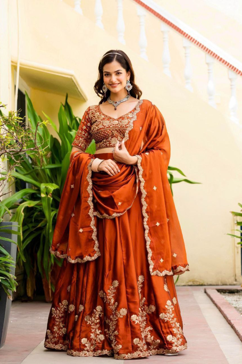 Elegant Embroidered Rangoli Silk Lehenga Choli Set