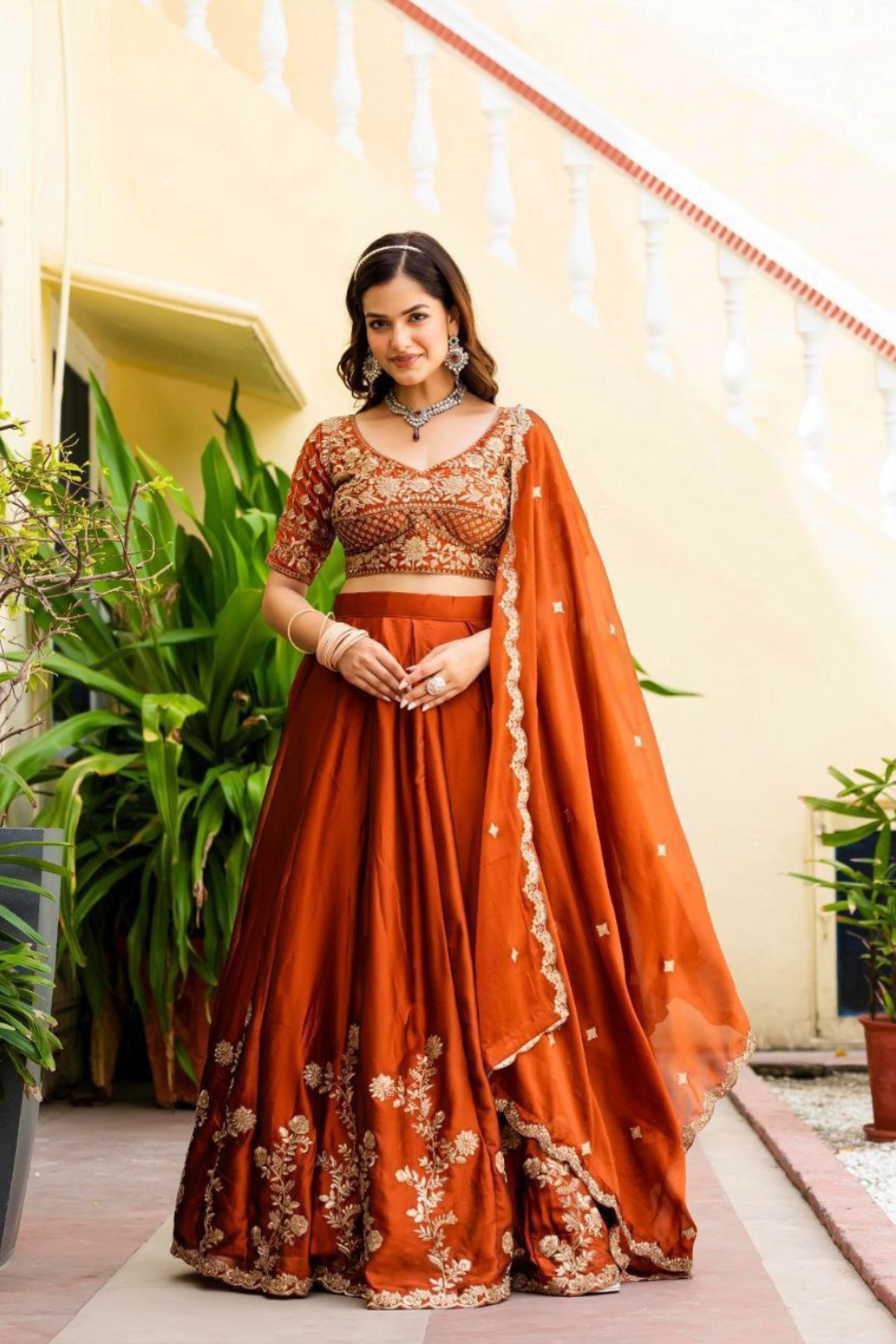 Elegant Embroidered Rangoli Silk Lehenga Choli Set