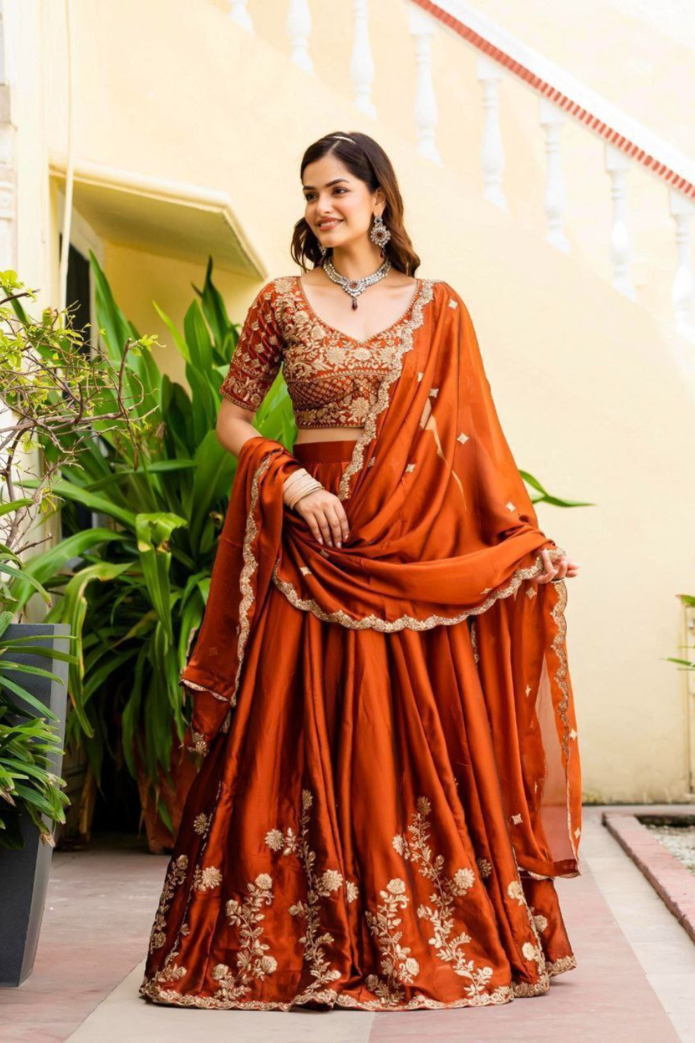 Elegant Embroidered Rangoli Silk Lehenga Choli Set