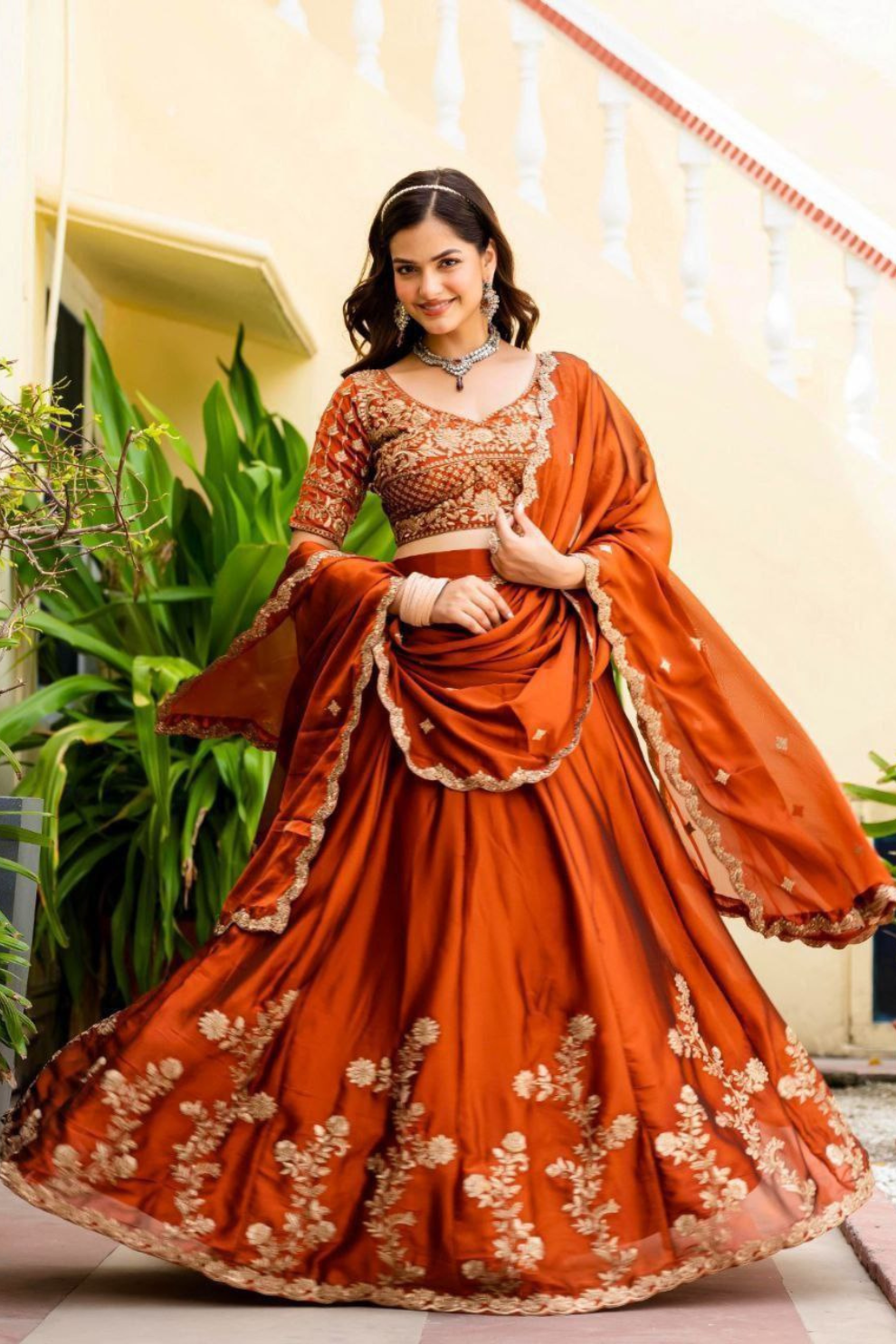 Elegant Embroidered Rangoli Silk Lehenga Choli Set