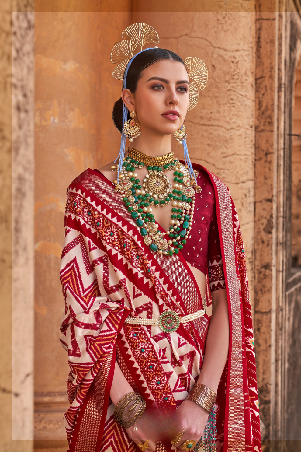 Ethnic Motif Zari Saree in Banarasi Weave Style