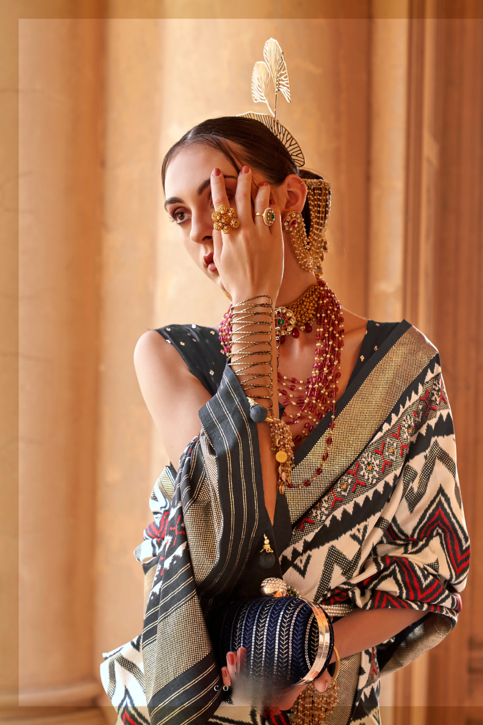 Ethnic Motif Zari Saree in Banarasi Weave Style