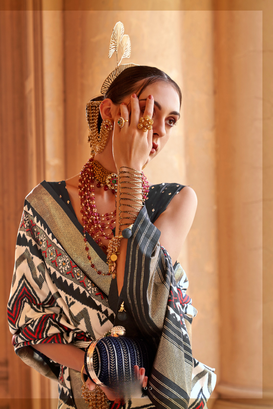 Ethnic Motif Zari Saree in Banarasi Weave Style