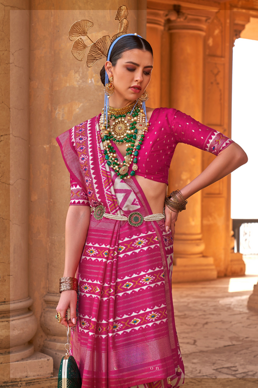 Ethnic Motif Zari Saree in Banarasi Weave Style