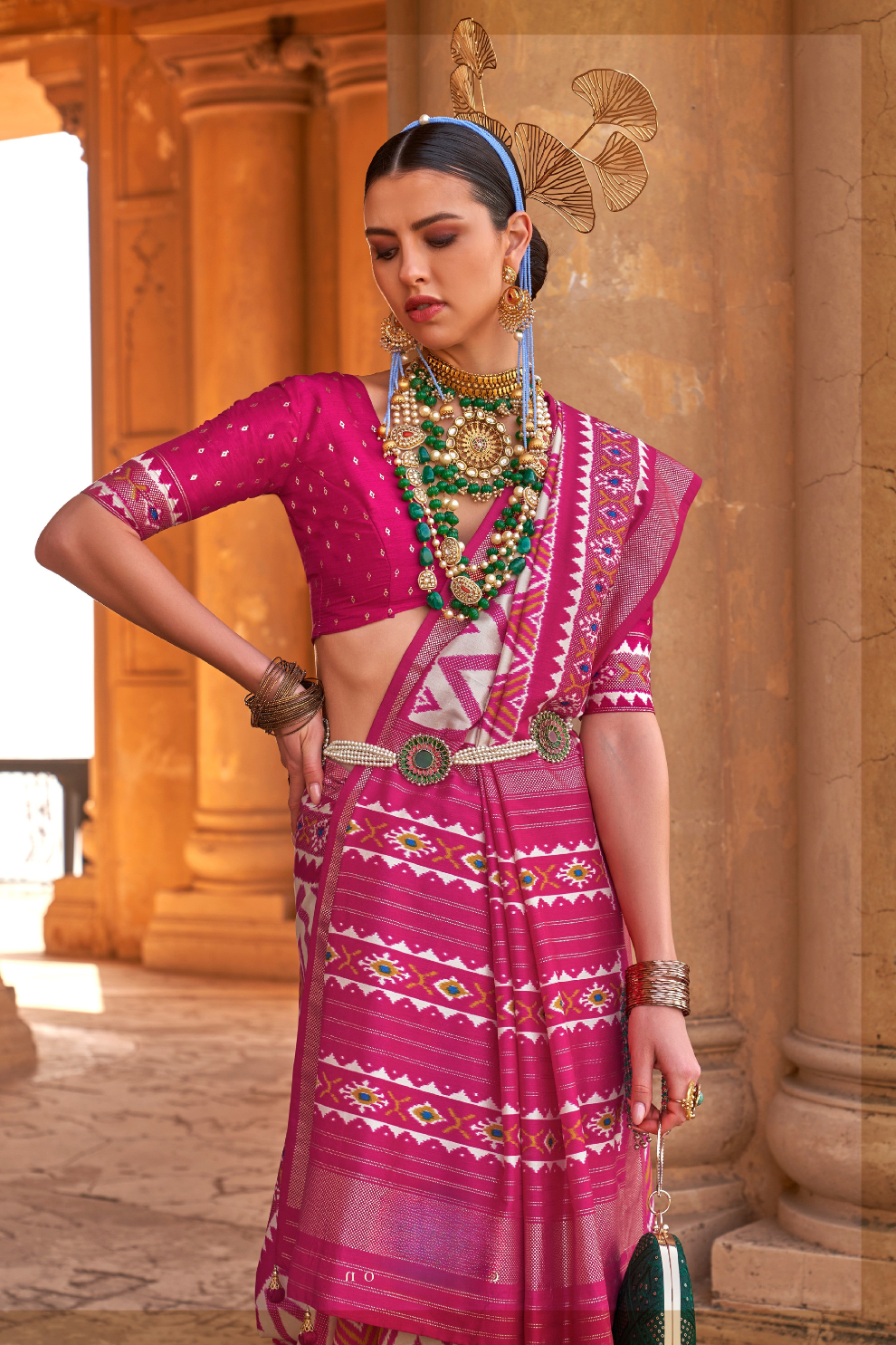 Ethnic Motif Zari Saree in Banarasi Weave Style