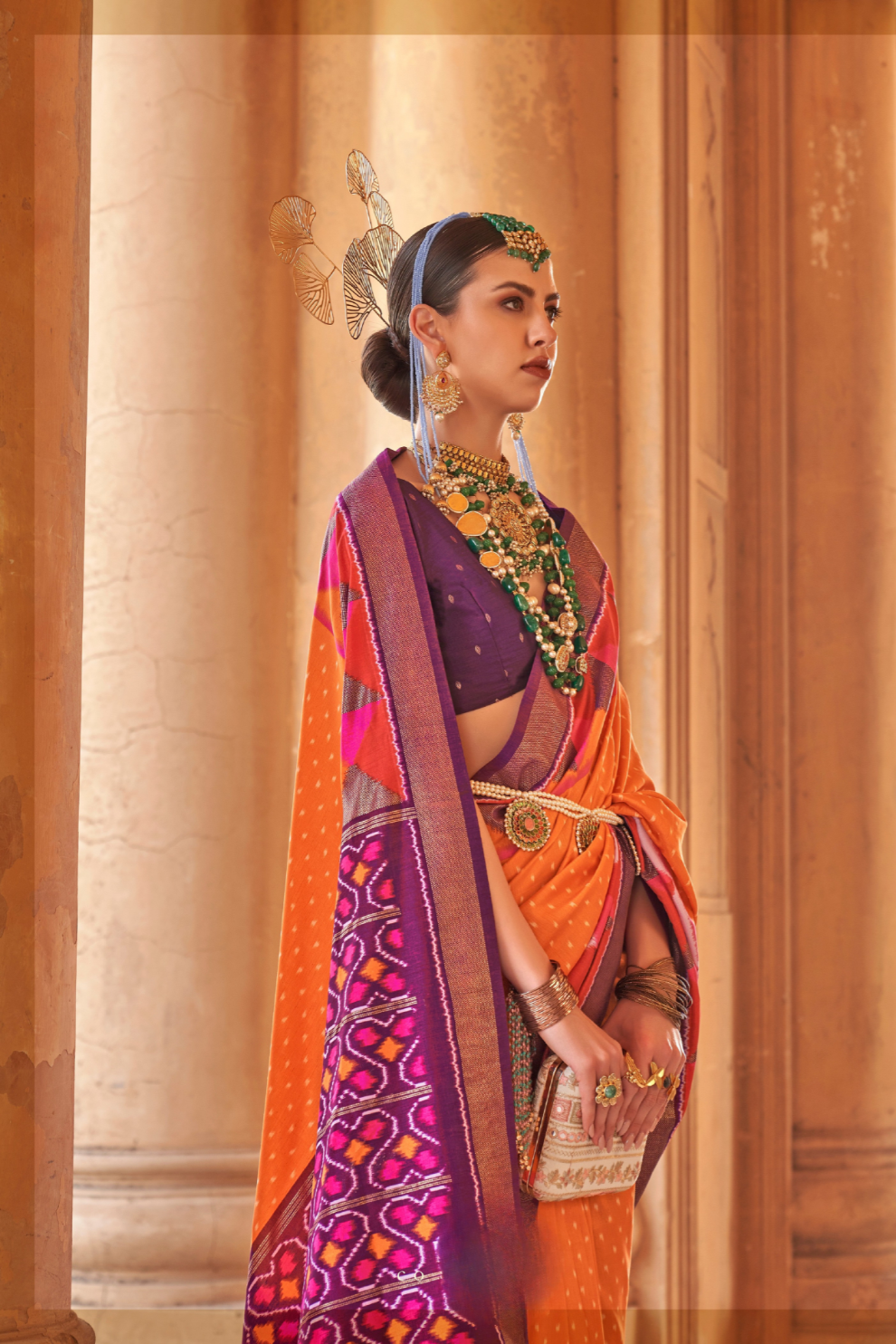 Ethnic Motif Zari Saree in Banarasi Weave Style