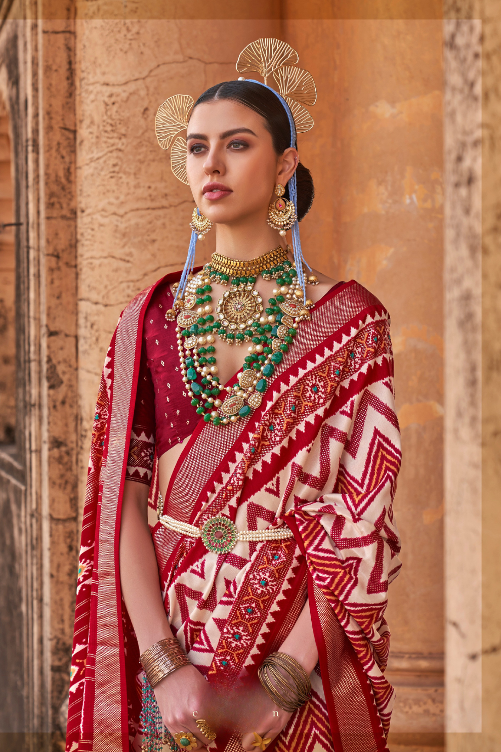 Ethnic Motif Zari Saree in Banarasi Weave Style