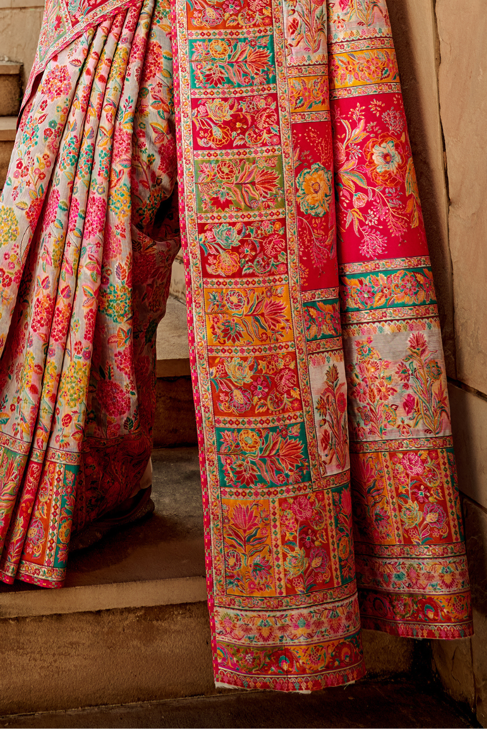Classic Pashmina Silk Saree with Rich Kashmiri Craftsmanship