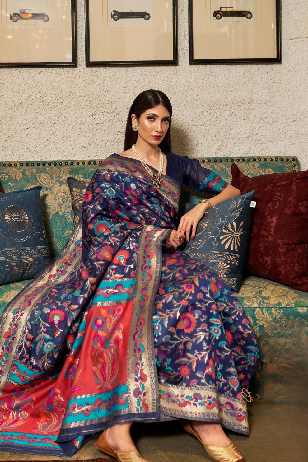 Banarasi Jamawar Silk Saree with Traditional Woven Design
