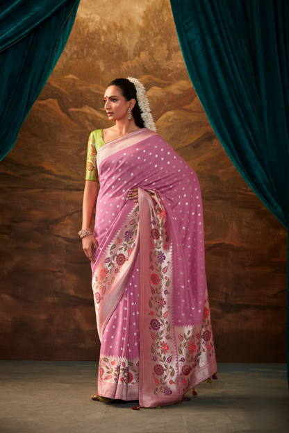 Elegant Silk Saree Embellished with Fine Zari Work