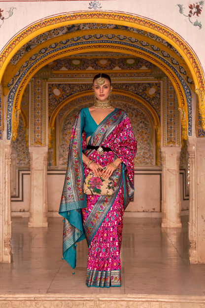 Patola Print Saree Crafted in Fine Smooth Silk