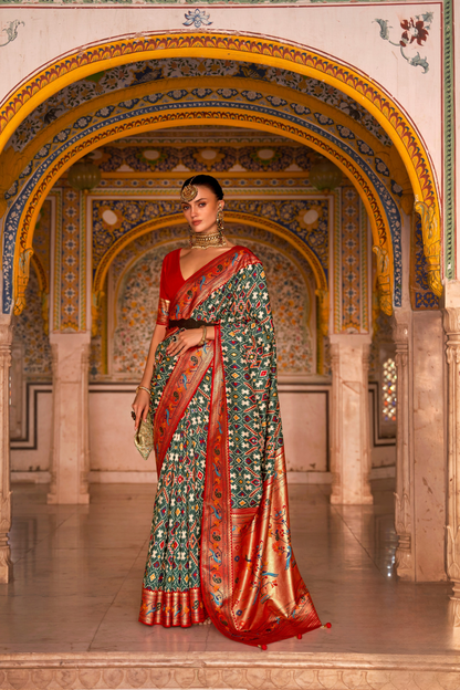 Patola Print Saree Crafted in Fine Smooth Silk